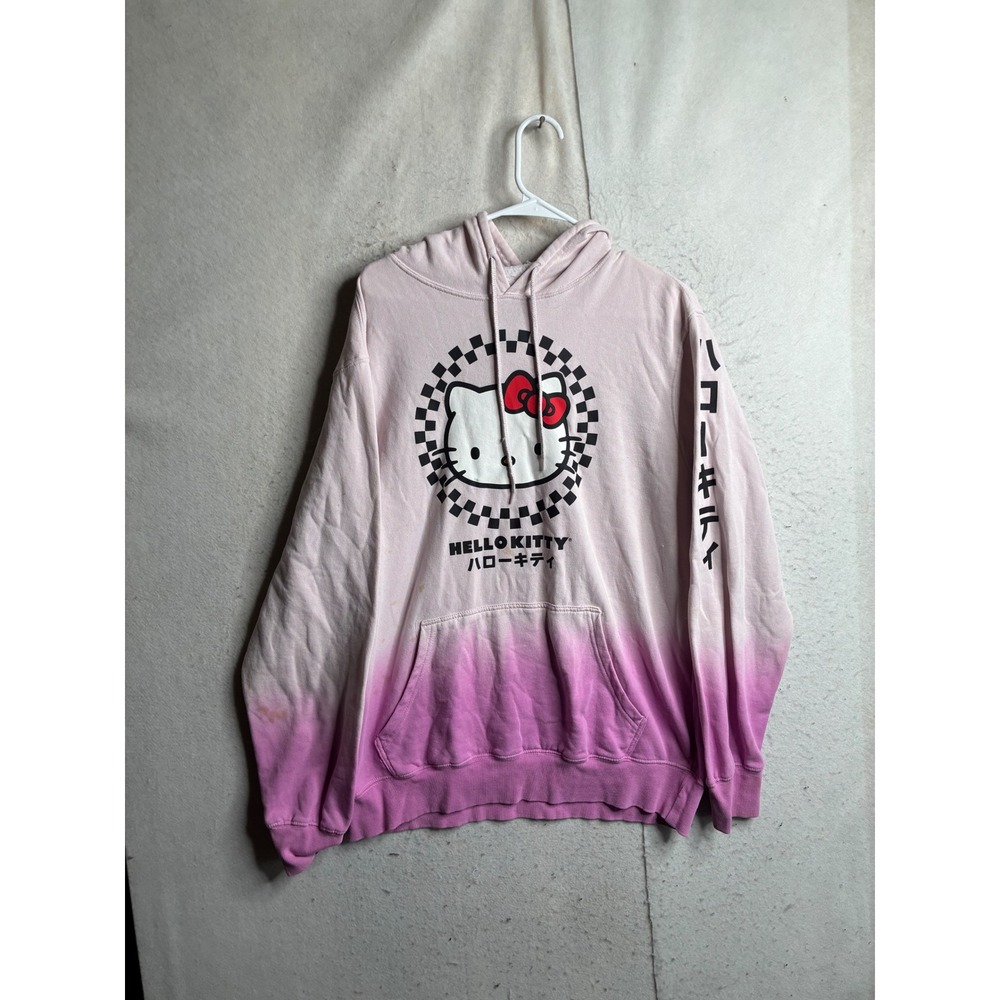 Hello Kitty Sanrio Bioworld Pink Ombre Graphic Hoodie Japanese Text Large 8313